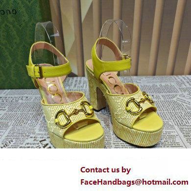 Gucci Heel 12cm Platform 3.5cm Horsebit sandals 745955 Yellow 2023