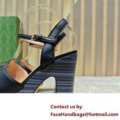 Gucci Heel 12cm Platform 3.5cm Interlocking G sandals 730022 Black 02 2023