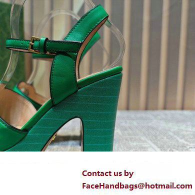Gucci Heel 12cm Platform 3.5cm Interlocking G sandals 730022 Green 2023