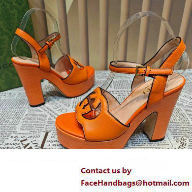 Gucci Heel 12cm Platform 3.5cm Interlocking G sandals 730022 Orange 2023