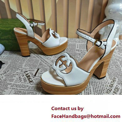Gucci Heel 12cm Platform 3.5cm Interlocking G sandals 730022 White 2023