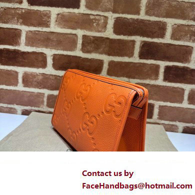 Gucci Leather Jumbo GG pouch Bag 739490 Orange 2023
