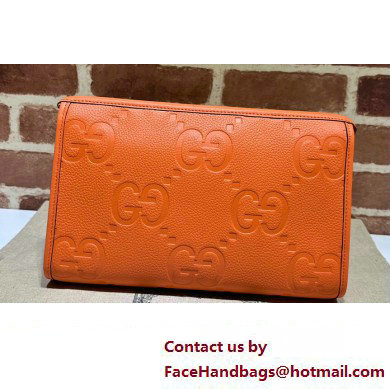 Gucci Leather Jumbo GG pouch Bag 739490 Orange 2023