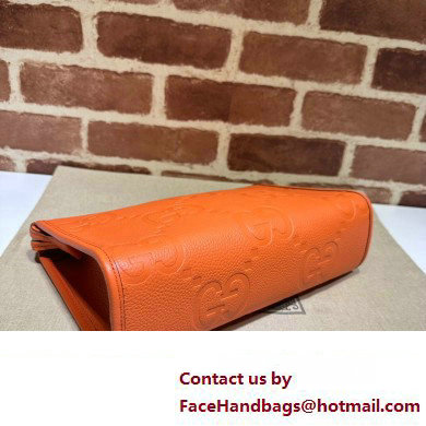 Gucci Leather Jumbo GG pouch Bag 739490 Orange 2023 - Click Image to Close