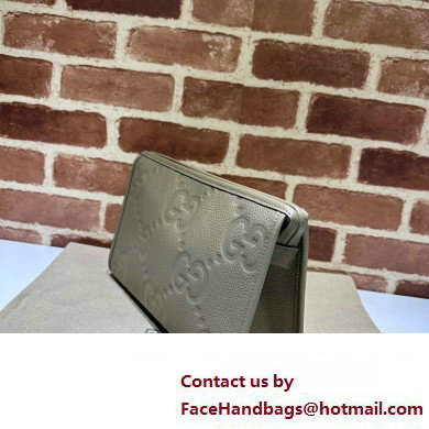 Gucci Leather Jumbo GG pouch Bag 739490 Taupe 2023