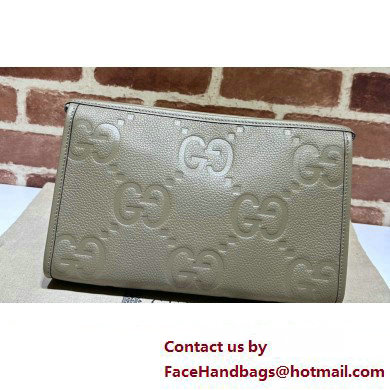 Gucci Leather Jumbo GG pouch Bag 739490 Taupe 2023