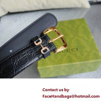 Gucci Width 3cm Caiman belt with crystal Horsebit 01 2023