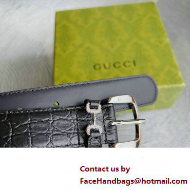 Gucci Width 3cm Caiman belt with crystal Horsebit 02 2023