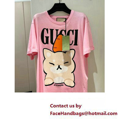 Gucci animal print cotton T-shirt pink 717422 2023