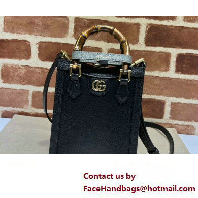 Gucci leather Diana mini tote bag 739079 Black 2023