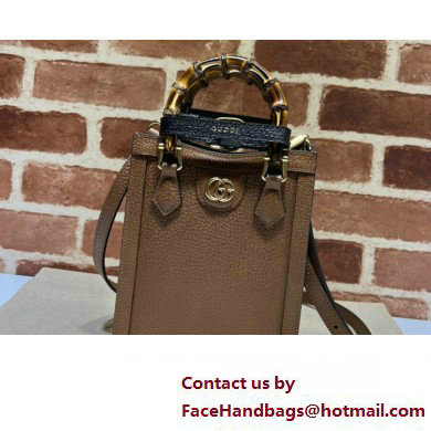 Gucci leather Diana mini tote bag 739079 Brown 2023