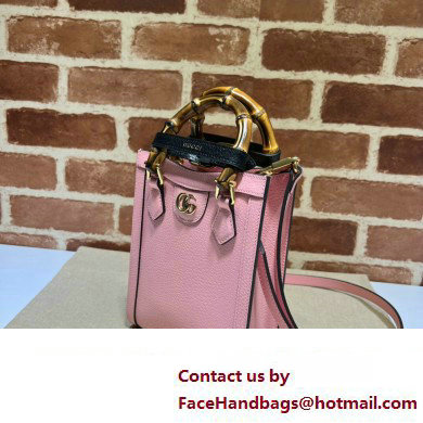 Gucci leather Diana mini tote bag 739079 Pink 2023
