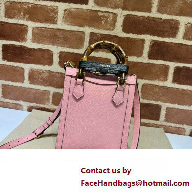 Gucci leather Diana mini tote bag 739079 Pink 2023