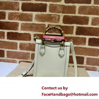 Gucci leather Diana mini tote bag 739079 White 2023