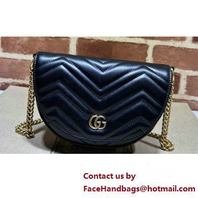 Gucci leather GG Marmont matelasse chain mini bag 746431 Black 2023