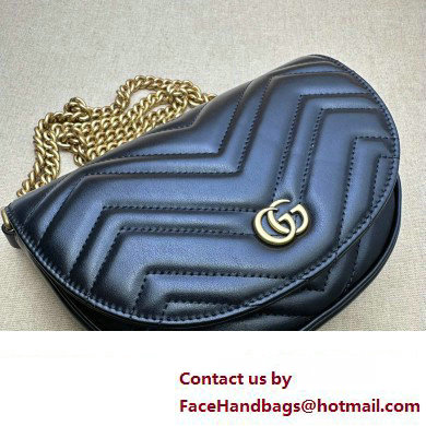 Gucci leather GG Marmont matelasse chain mini bag 746431 Black 2023 - Click Image to Close