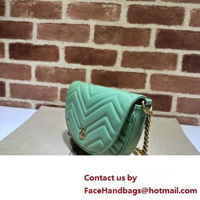 Gucci leather GG Marmont matelasse chain mini bag 746431 Light Green 2023