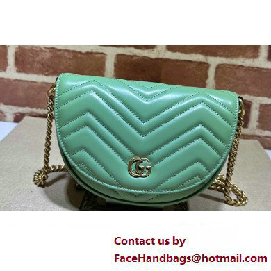 Gucci leather GG Marmont matelasse chain mini bag 746431 Light Green 2023 - Click Image to Close