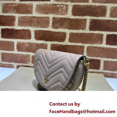 Gucci leather GG Marmont matelasse chain mini bag 746431 Nude 2023