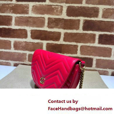 Gucci leather GG Marmont matelasse chain mini bag 746431 Red 2023
