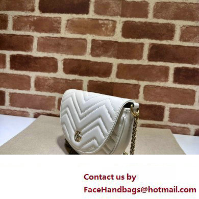 Gucci leather GG Marmont matelasse chain mini bag 746431 White 2023