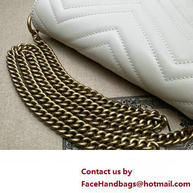 Gucci leather GG Marmont matelasse chain mini bag 746431 White 2023