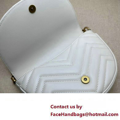 Gucci leather GG Marmont matelasse chain mini bag 746431 White 2023