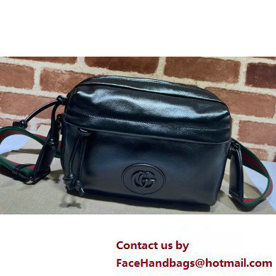 Gucci leather Shoulder bag with tonal Double G 725696 Black 2023