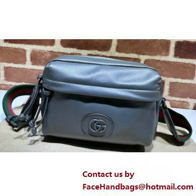 Gucci leather Shoulder bag with tonal Double G 725696 Gray 2023