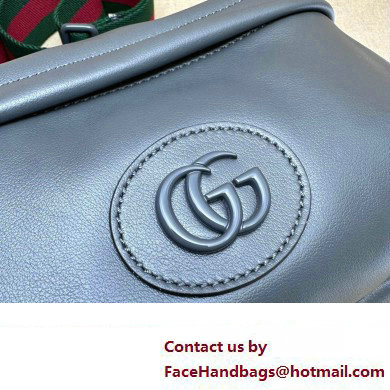Gucci leather Shoulder bag with tonal Double G 725696 Gray 2023