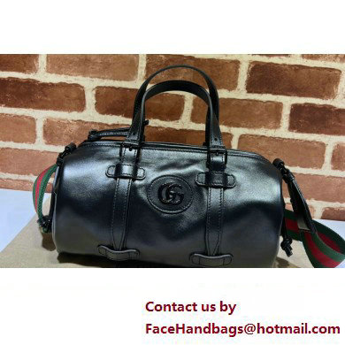 Gucci leather Small duffle bag with tonal Double G 725701 Black 2023