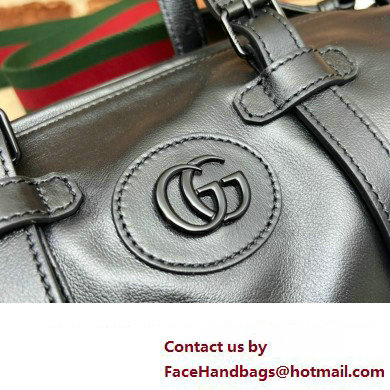 Gucci leather Small duffle bag with tonal Double G 725701 Black 2023