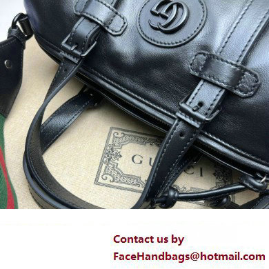 Gucci leather Small duffle bag with tonal Double G 725701 Black 2023
