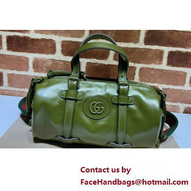 Gucci leather Small duffle bag with tonal Double G 725701 Green 2023