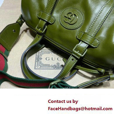 Gucci leather Small duffle bag with tonal Double G 725701 Green 2023
