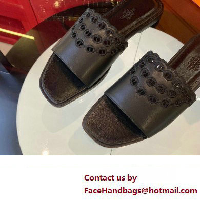 Hermes Gaelle sandal in calfskin black 2023 - Click Image to Close
