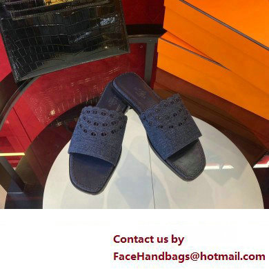 Hermes Gaelle sandal in denim bleu brut / marine 2023