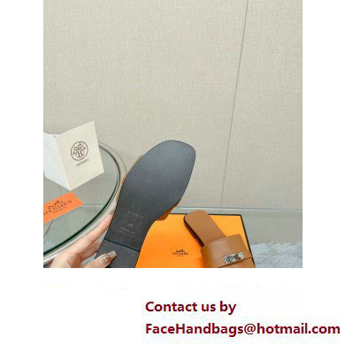 Hermes Giulia FLAT sandal in calfskin tan 2023