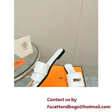 Hermes Giulia FLAT sandal in calfskin white 2023