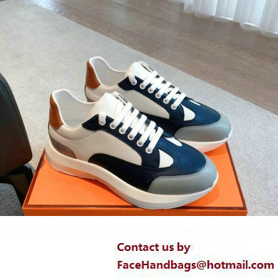 Hermes fabric and calfskin Gramme Men's Sneakers 08 2023