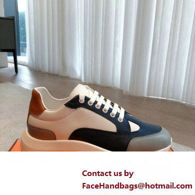 Hermes fabric and calfskin Gramme Men's Sneakers 08 2023