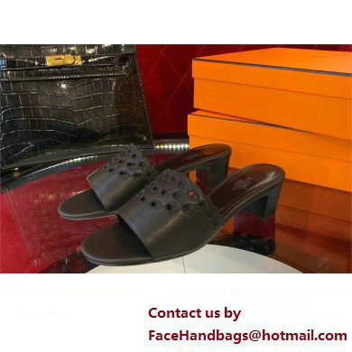 Hermes heel 5CM Gaelle sandal in calfskin black 2023