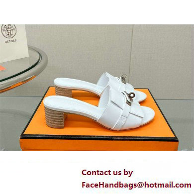 Hermes heel 5CM Giulia sandal in calfskin WHITE 2023