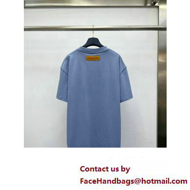 LOUIS VUITTON Embossed LV Cotton T-Shirt BLUE 2023