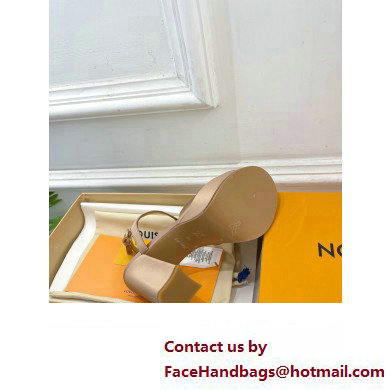 Louis Vuitton Heel 11cm Platform 4cm Sandals Satin Nude with LV Initials chain 2023