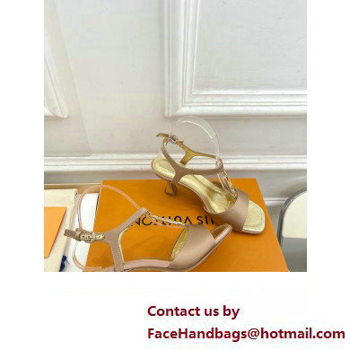 Louis Vuitton Heel 6.5cm Sparkle Sandals Satin Nude with LV Initials chain 2023