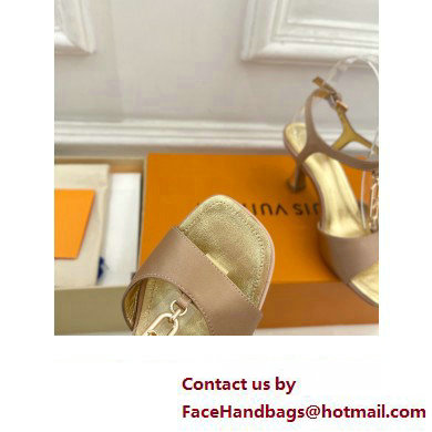Louis Vuitton Heel 6.5cm Sparkle Sandals Satin Nude with LV Initials chain 2023