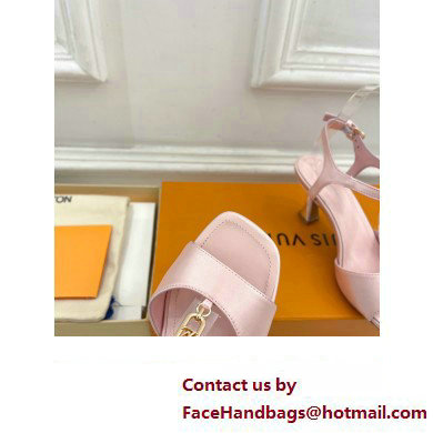 Louis Vuitton Heel 6.5cm Sparkle Sandals Satin Pink with LV Initials chain 2023