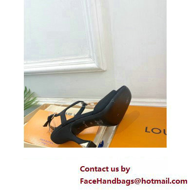 Louis Vuitton Heel 9.5cm Sparkle Sandals Satin Black with LV Initials chain 2023
