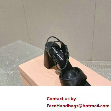 Miu Miu High Heel Leather sandals Black 2023 - Click Image to Close